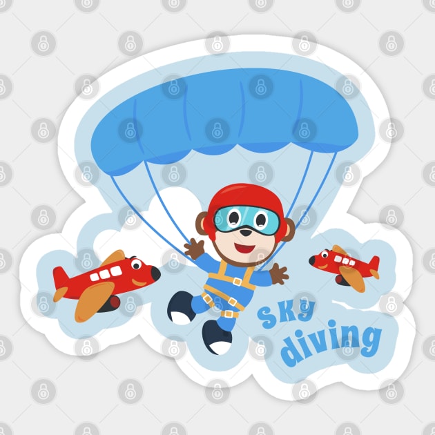 Vector illustration of a cute skydiver Sticker by KIDS APPAREL